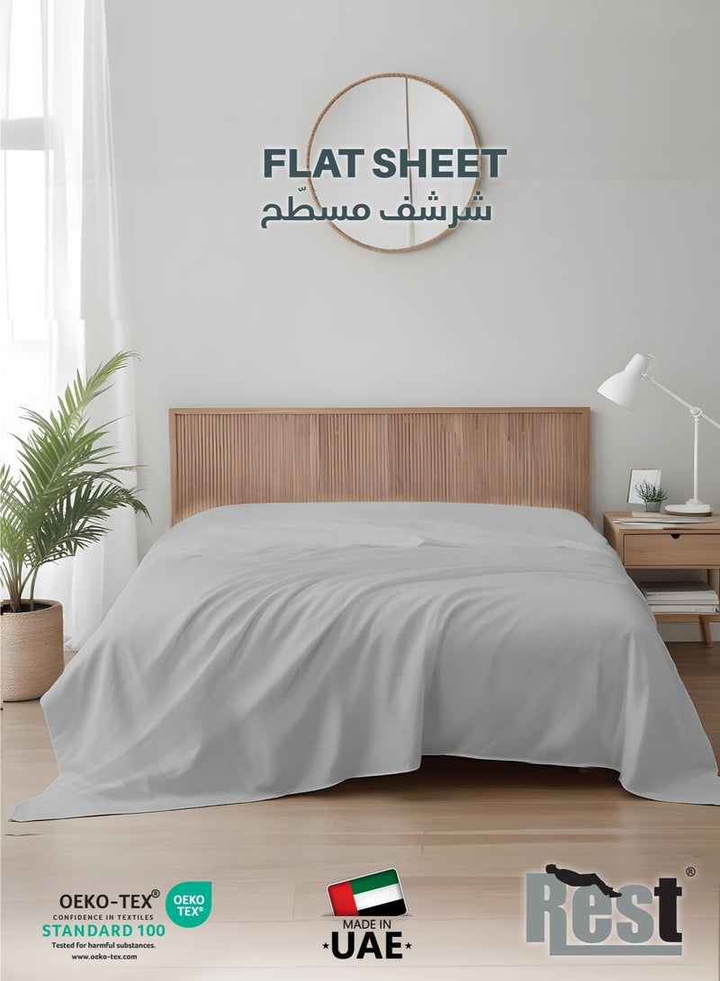 REST Flat Bedsheet 240x260cm Plush Grey Breathable Machine Washbale Bedsheet Extra Soft Easy Fit Highly Breathable Bedding & Linen Cover - Image 4